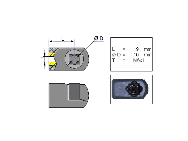 Ball socket , Plastic ; L=19; M6