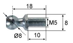Ball stud Ø8; L=18; M5