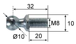 Ball stud Ø10; L=32; M8