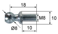 Ball stud Ø8; L=18; M8