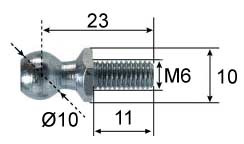 Ball stud Ø10; L=23; M6