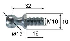 Ball stud ; Ø13; L=32; M10