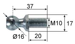 Ball stud ; Ø16; L=37; M10