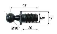 Ball stud Ø16; L=37; M8