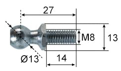 Ball stud stainless steel Ø13; L=27; M8